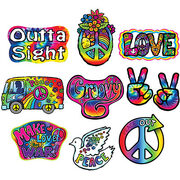 Hippie 1960s Cutouts Decorations (Pk 10)