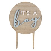 Ginger Ray Teddy Bear Wooden It's A Boy Cake Topper
