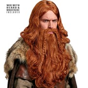 Men's Brown Viking Wig Beard & Moustache Set | Viking Costume Hair Set