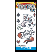 Vintage Lucky Dice & Cards Temporary Tattoo (Pk 1)