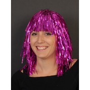 Hot Pink Tinsel Wig Pk 1 