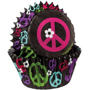 Mini Peace Sign Baking Cups Pk 100 