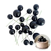 Shiny Black Foam Ball Cake Toppers 20 Pack | Non-Edible Decorations