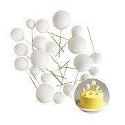 White Foam Ball Cake Decorating Toppers Pk 20