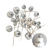Disco Mirror Foam Ball Cake Decorating Toppers Pk 20