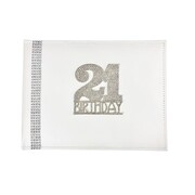 21st Birthday White Faux Leather Diamantes Guest Book