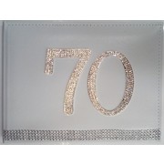 70th Birthday White Leather Guest Book with Diamantes Pk 1