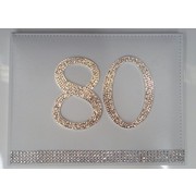 80th Birthday White Leather Guest Book with Diamantes Pk 1