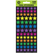 Foil Colour Stars Stickers (2 Sheets 148 Stickers)