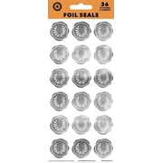 Silver Foil Seals Stickers Pk 36