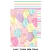 Pastel Balloons & Stripes Double Sided Gift Wrap 1 Sheet
