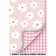 Daisy & Gingham Double Sided Gift Wrap 1 Sheet