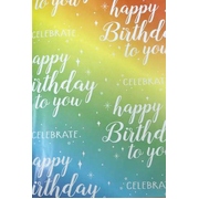 Rainbow Gradient Birthday Gift Wrap 700mm x 495mm (Pk 1)