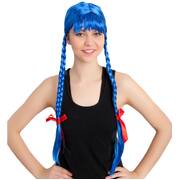 Long Blue Plaits Wig Oktoberfest Cosplay