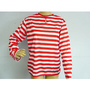 Child Red & White Stripe LONG Sleeve T-Shirt (Medium) Pk 1 