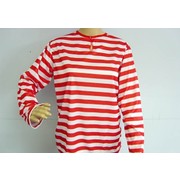 Adult Red & White Stripe Long Sleeve T-Shirt (Small) Pk 1