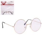 Round Wire Frame Santa Glasses with Lenses (Pk 1)