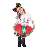 Child Red Layered Christmas Tutu with Green Trim (Pk 1)