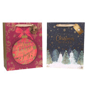 Assorted Gold Stamped Large Christmas Gift Bag (Pk 2)