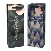 Assorted Christmas Gold Stamped Wine Gift Bag (Pk 2)