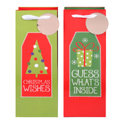 Assorted Christmas Contemporary Design Wine Gift Bag (Pk 2)