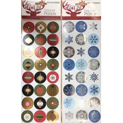 Assorted Snowflakes or Ornaments Christmas Stickers (Pk 96)