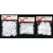 Assorted Size Christmas Craft White Pom Poms (Pk 3)