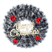 Green Snow Tipped Merry Christmas Wreath with Berries 45cm (Pk 1)