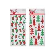 Assorted Christmas Tree or Stocking Foam Glitter Stickers (Pk 16)