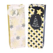 Christmas Assorted Contemprary Gold Stamped Wine Gift Bag (Pk 2)