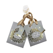 Silver Merry Christmas Gift Bag 11x14cm (Pk 2)
