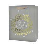 Silver Merry Christmas Gift Bag 26x32cm