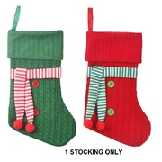 Red or Green Christmas Stocking with Scarf (Pk 1)
