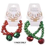 Red or Green Christmas Jingle Bell Bead Bracelets (Pk 2)
