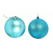 Teal Blue Christmas Tree Baubles Decorations (Pk 6)