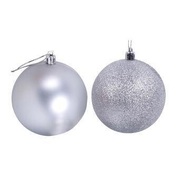 Silver Christmas Tree Baubles Decorations (Pk 6)