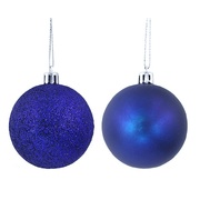Royal Blue Christmas Tree Baubles Decorations (Pk 6)