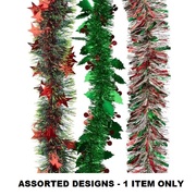 Assorted Red & Green Christmas Tinsel Decoration 2m Pk 1