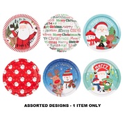 Assorted Christmas Round Metal Serving Tray 32cm Pk 1