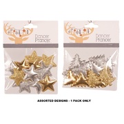Gold & Silver Christmas Trees or Stars Puffy Stickers Pk 16