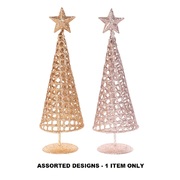 Assorted Wire Glitter Christmas Tree Decoration 23cm