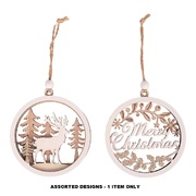 Assorted Wooden Glitter Christmas Tree Ornament 8cm Pk 1