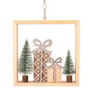 Trees & Gift Boxes Hanging Frame Christmas Decoration 15cm