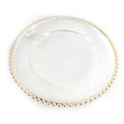 Christmas Clear Plastic Charger Plate Gold Beaded Edge 32cm