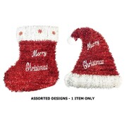 Christmas Tinsel Stocking or Hat Decoration Pk 1