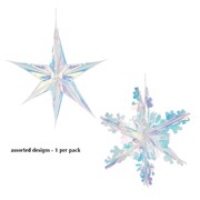Christmas Snowflake or Star Hanging Foil Decoration 50cm Pk 1