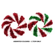 Christmas Candy Swirl Tinsel Wreath Decoration 45cm Assorted Pk 1