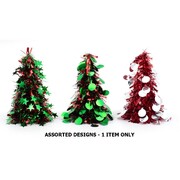 Christmas Tinsel Table Cone Tree Assorted 25cm Pk 1