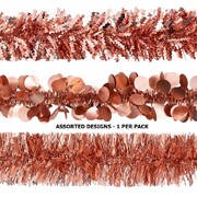 Christmas Assorted Rose Gold Tinsel Decoration 2m