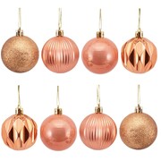 Rose Gold Christmas Tree Baubles Decorations 5cm Pk 8